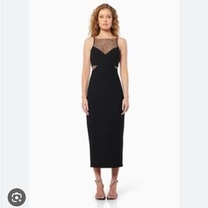 elliatt catherine black embellished neckline cut out midi LBD dress size small